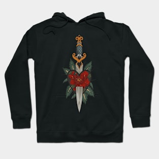 Gothic Sword and Heart Tattoo - Red Version Hoodie